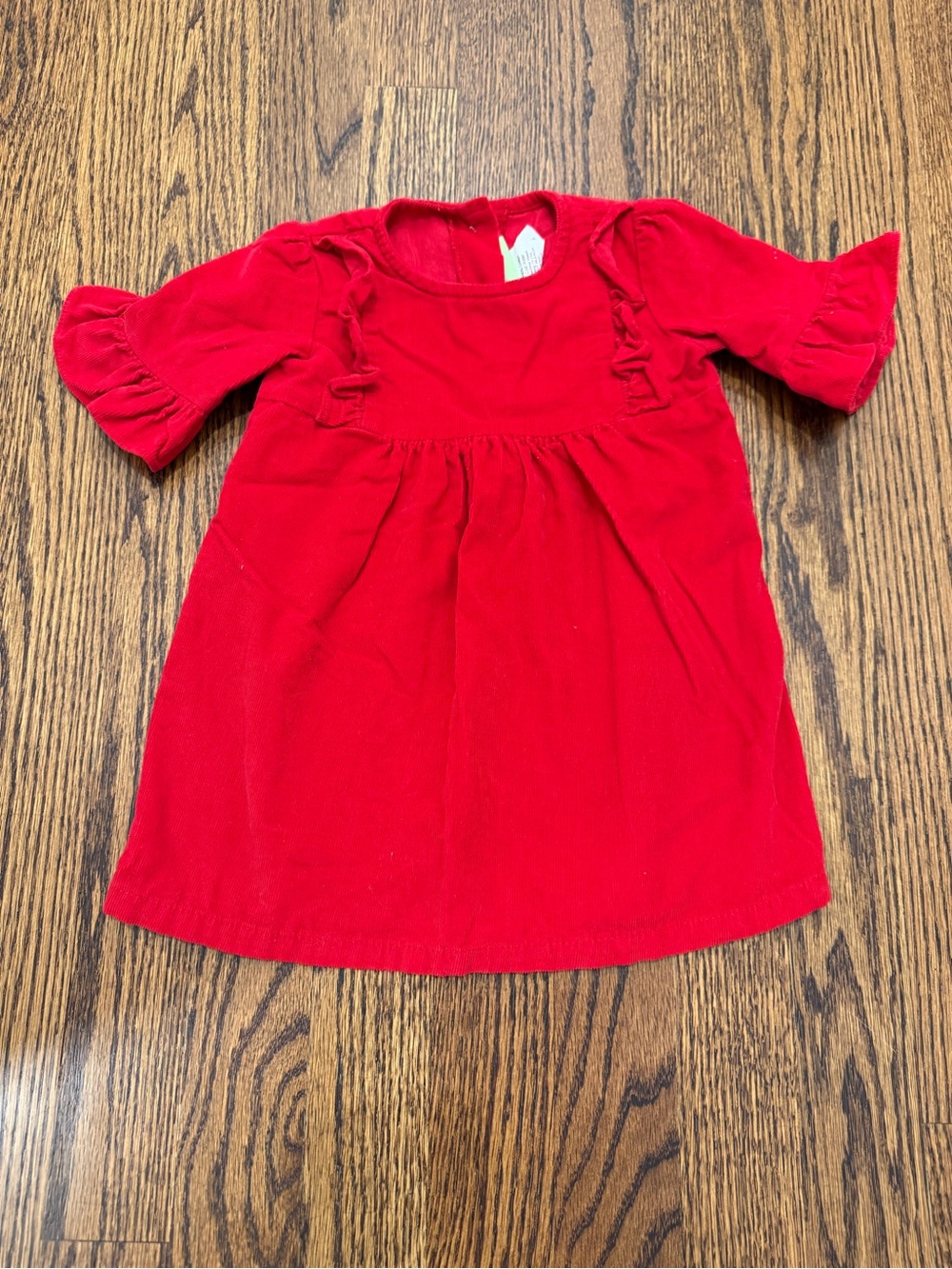 Classic Red Ruffle corduroy Girls Dress